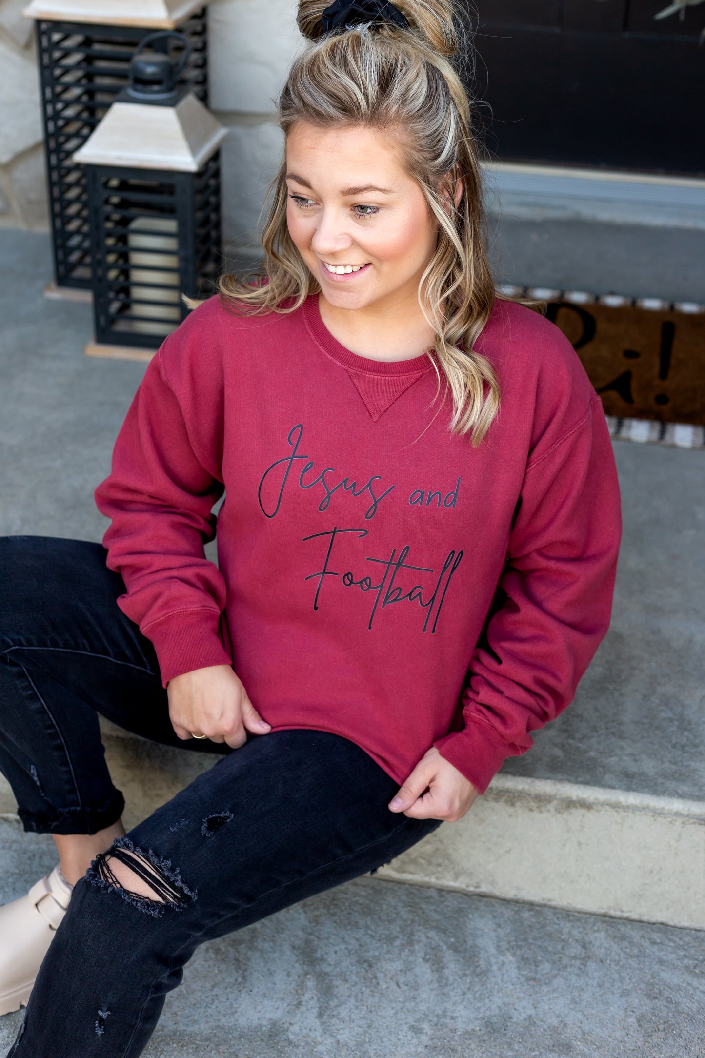 Jesus and Football Oversized Crew