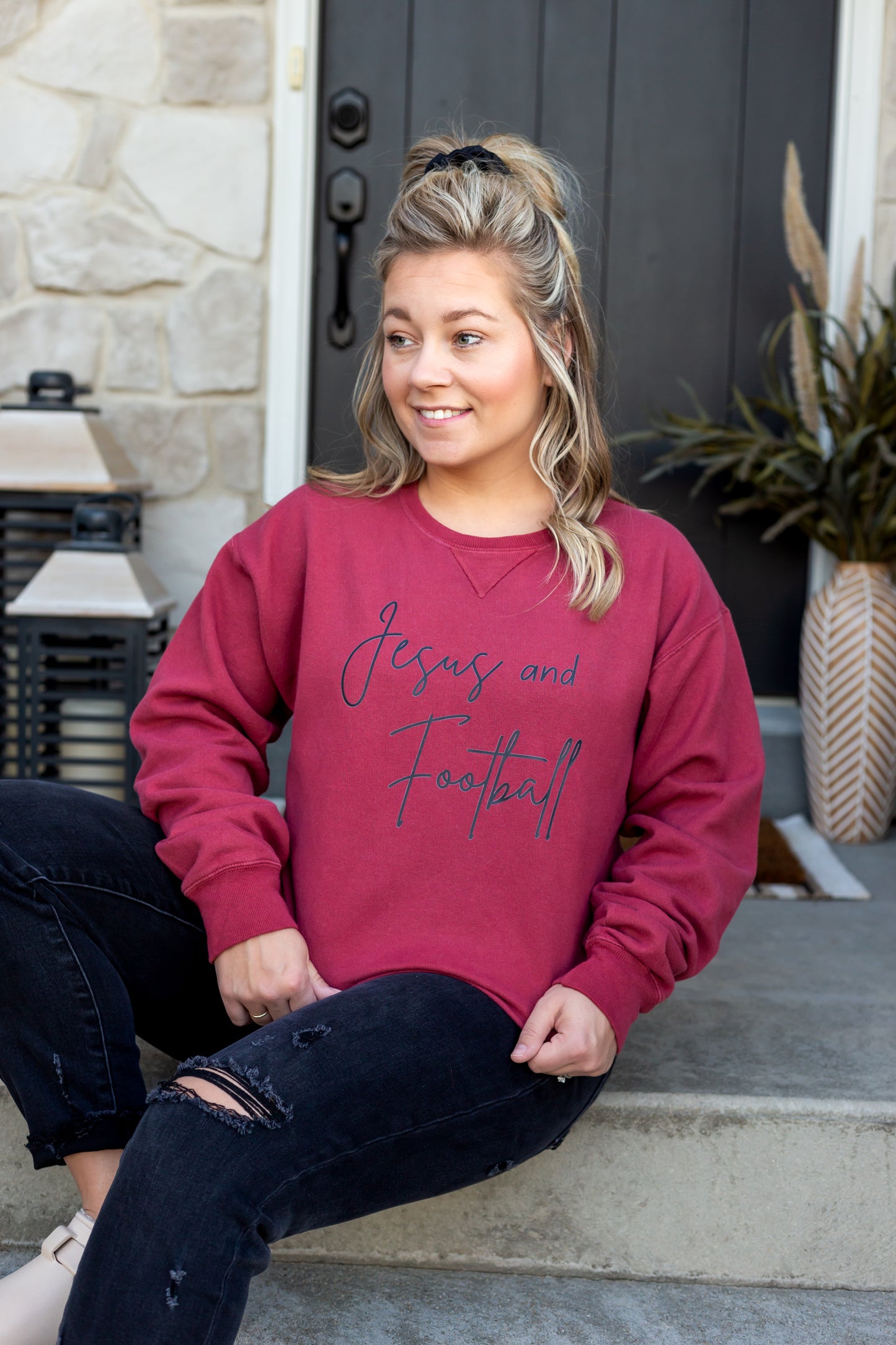 Jesus and Football Oversized Crew