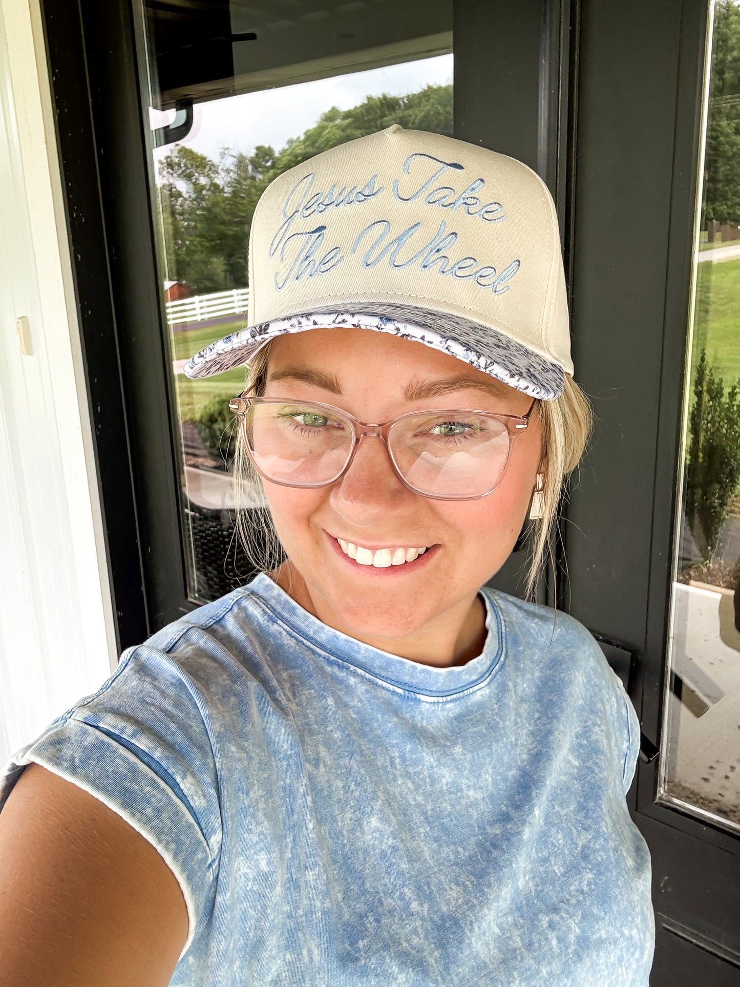 Jesus Take The Wheel Floral Trucker Hat