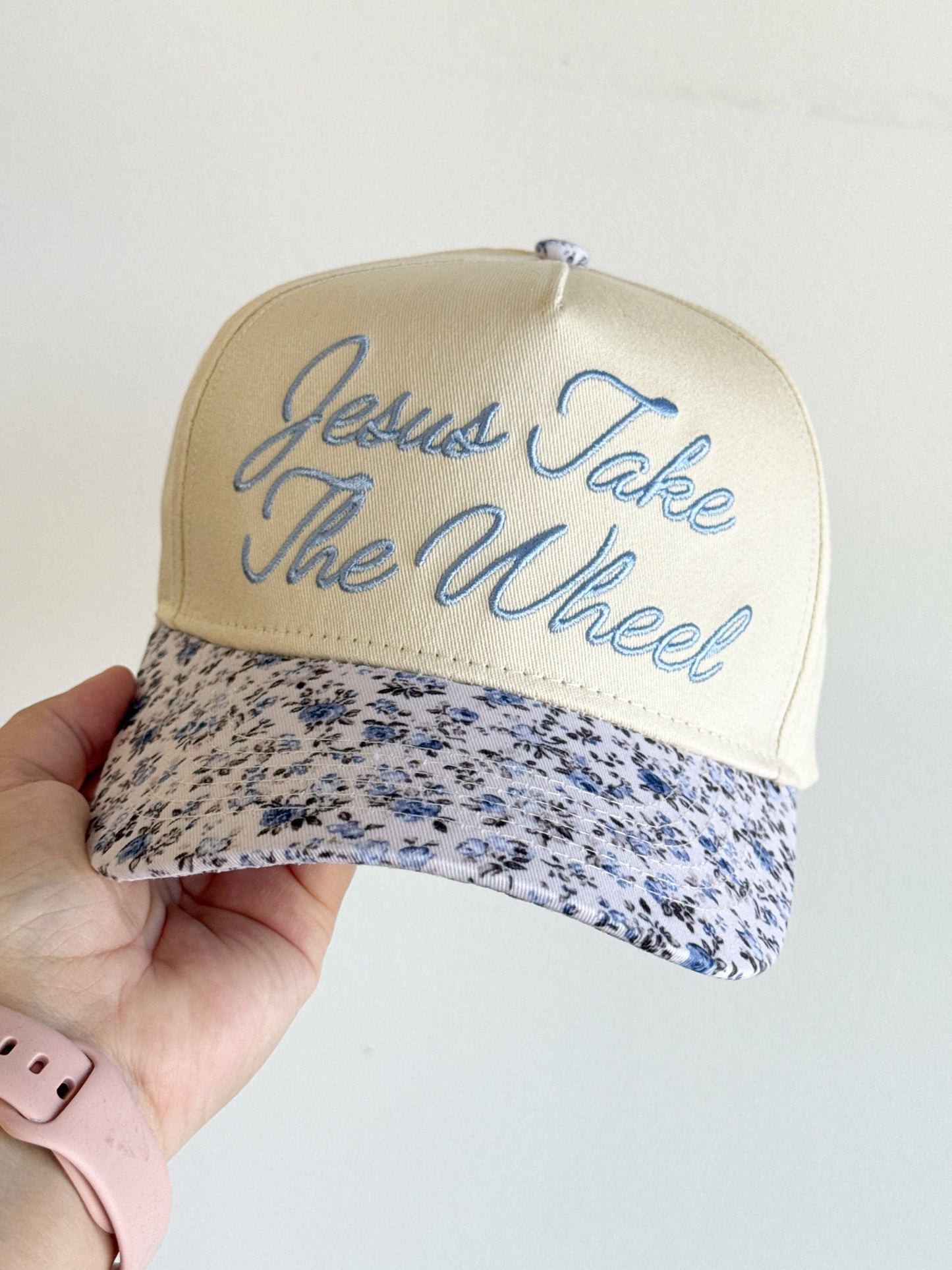 Jesus Take The Wheel Floral Trucker Hat