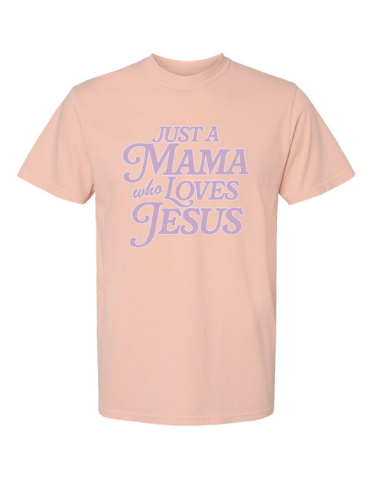 Just A Mom Tee- Peachy