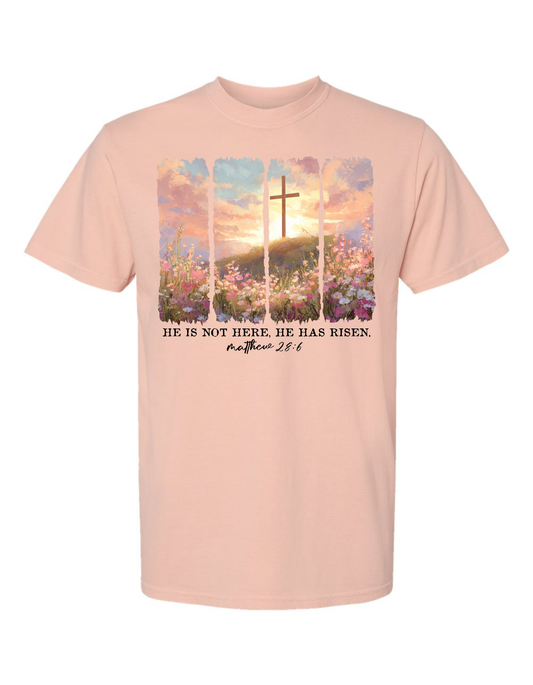 He Is Risen Floral Tee (Peachy)