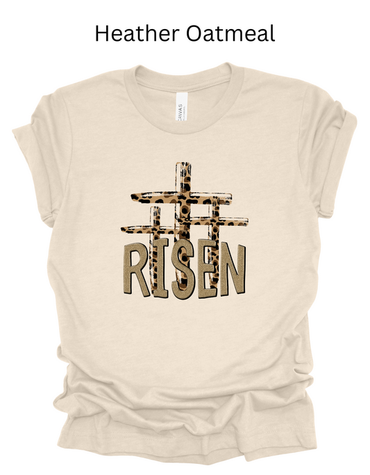 "Risen- Three Cross" Tee – Bella+Canvas