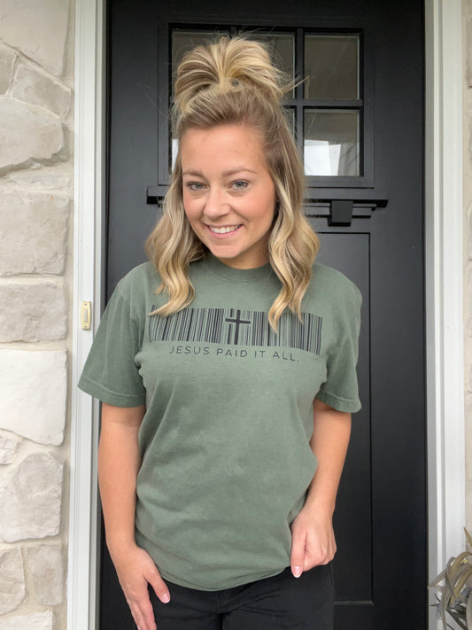 Jesus Paid It All Tee (Moss)