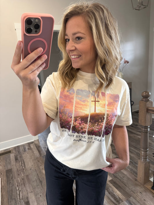 He Is Risen Floral Tee (Ivory)