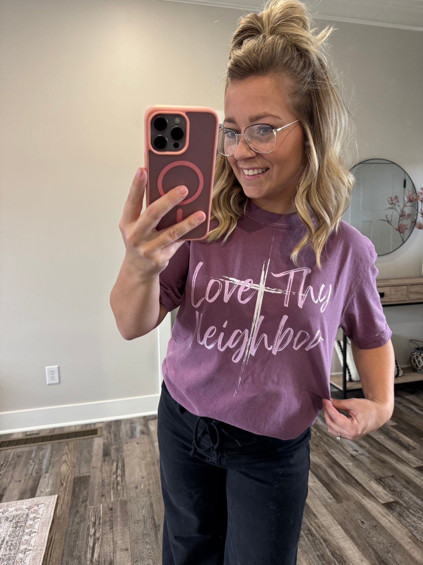 Love Thy Neighbor Tee (Berry)