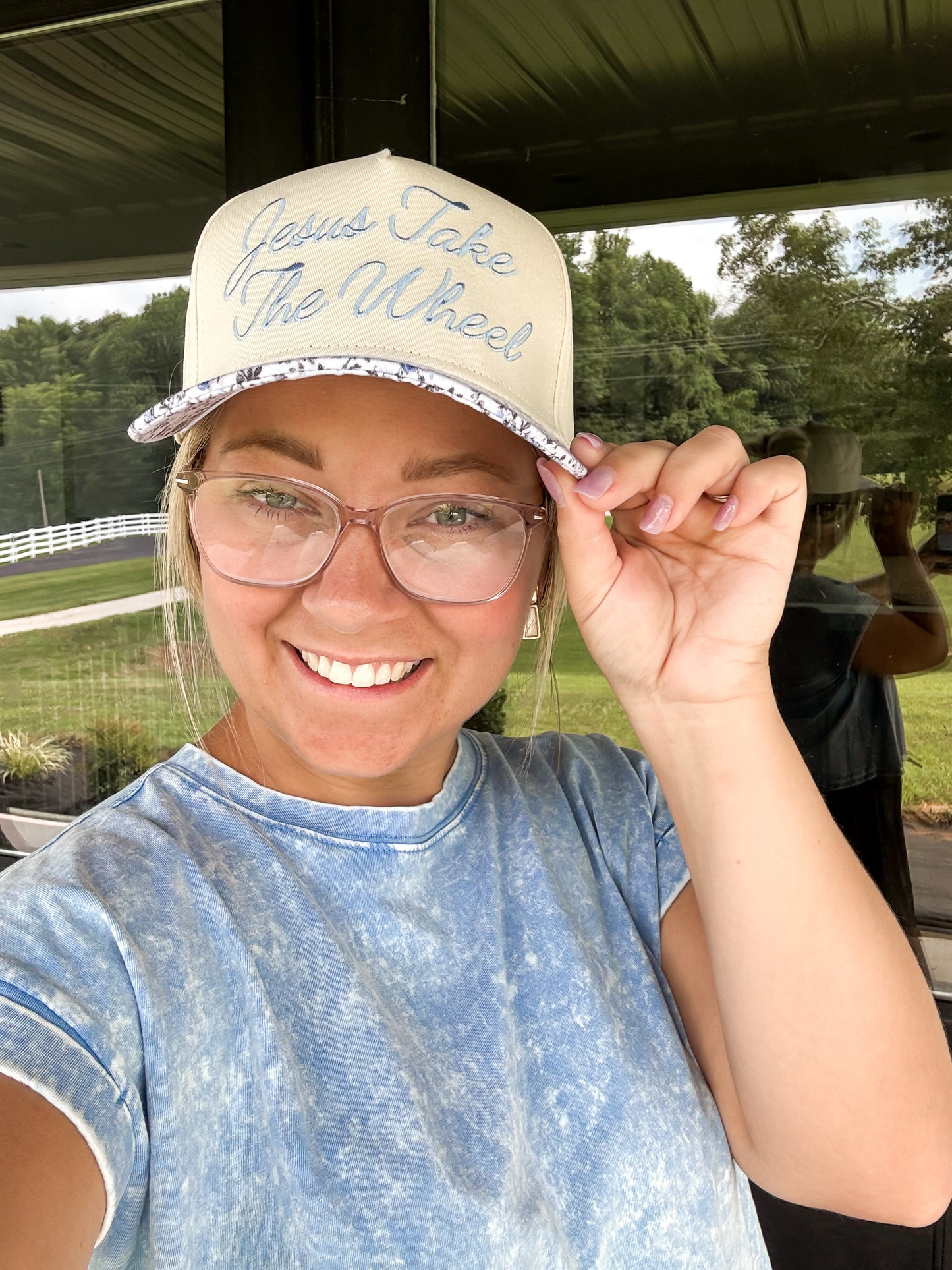 Jesus Take The Wheel Floral Trucker Hat