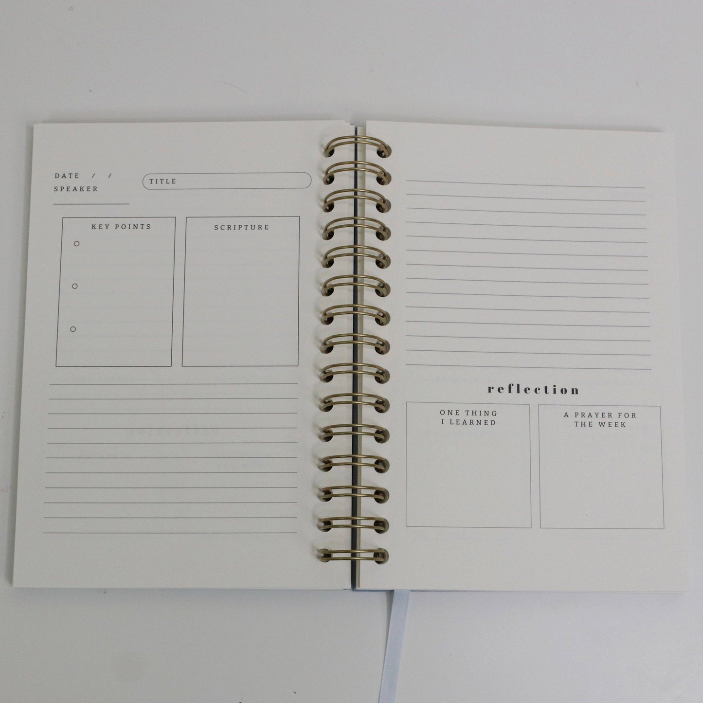 Church Notes Journal - Spiral Linen Blue